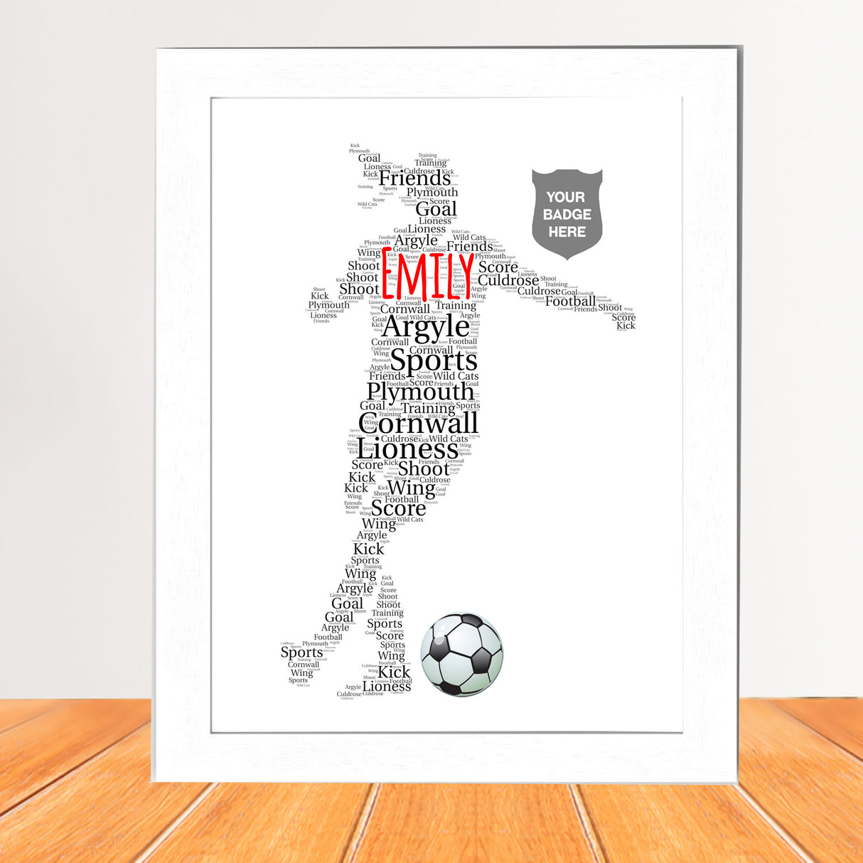 Personalized women Footballer Word Art Print - Gift for team player