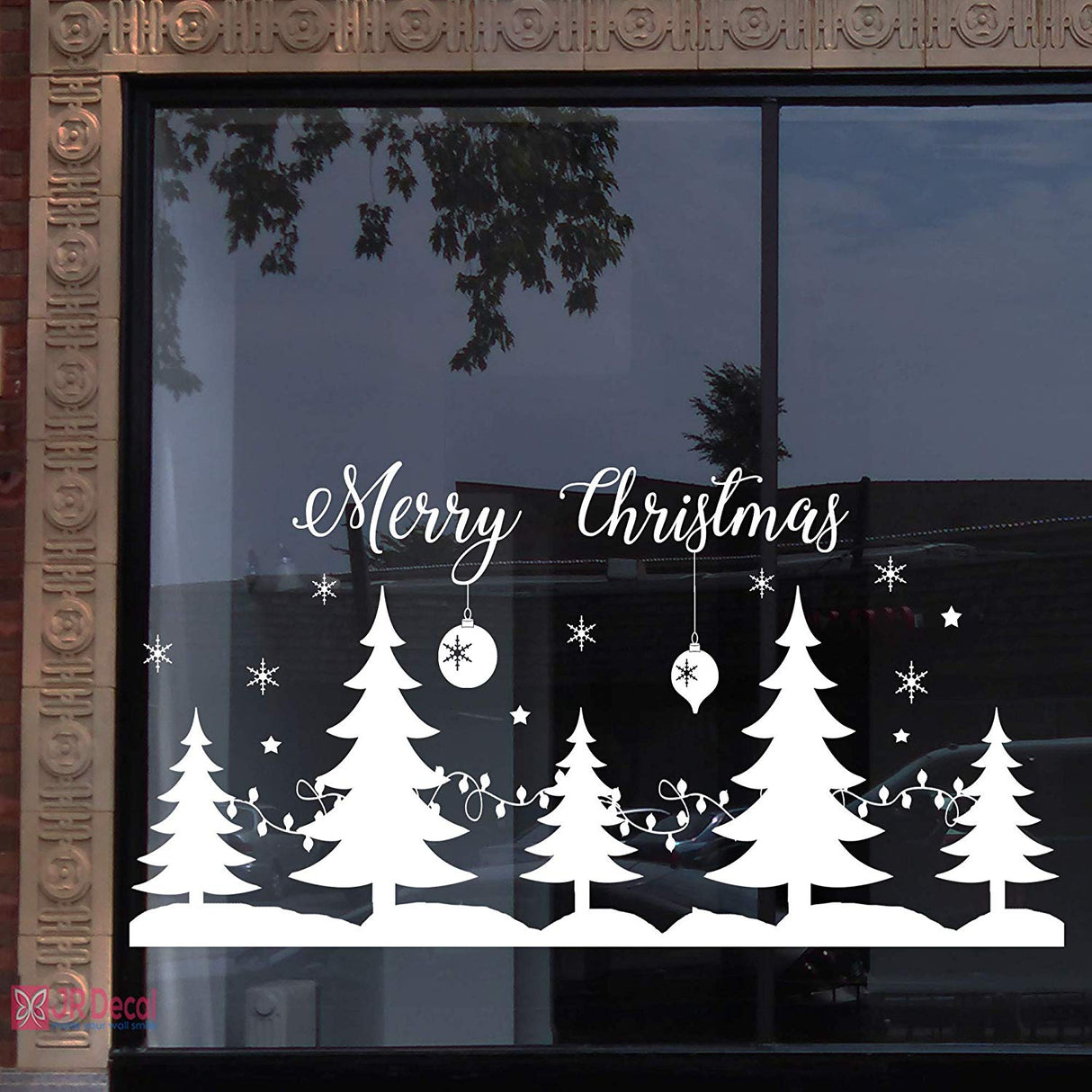 Merry Christmas tree Window sticker Merry Christmas home decor shop window decor sign