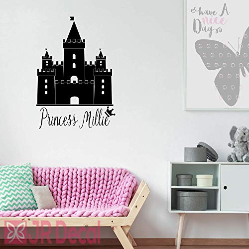 Princess Castle with Girls Personalised name sticker