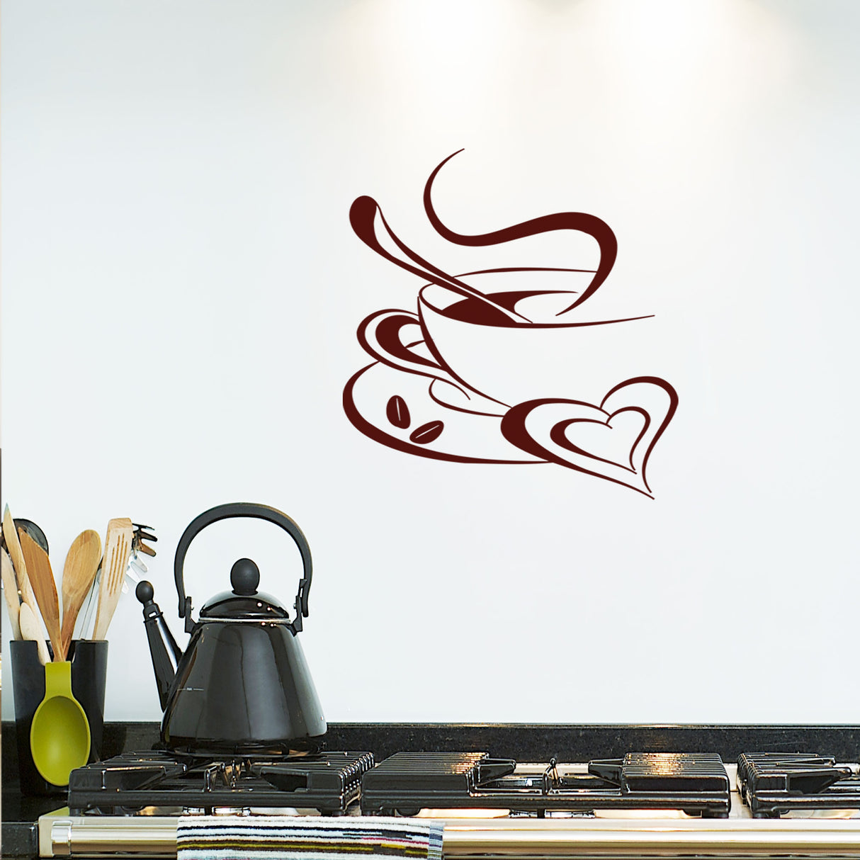 Coffee Cup Heart shape kitchen wall stickers