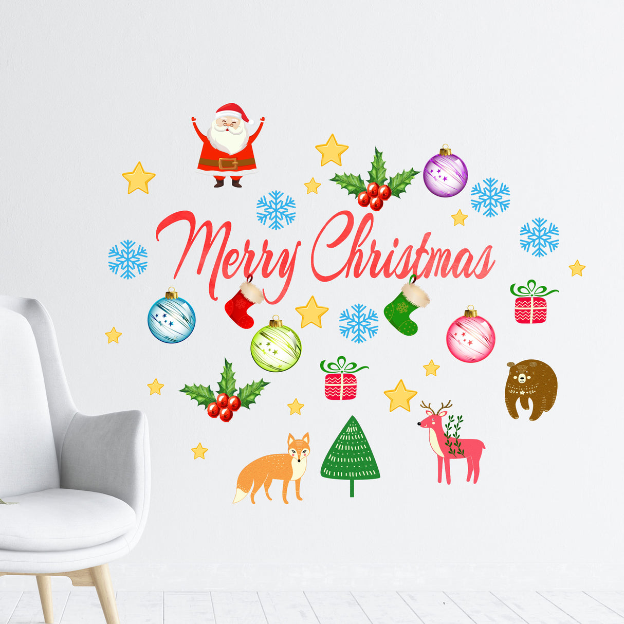 Merry Christmas Wall Stickers Set