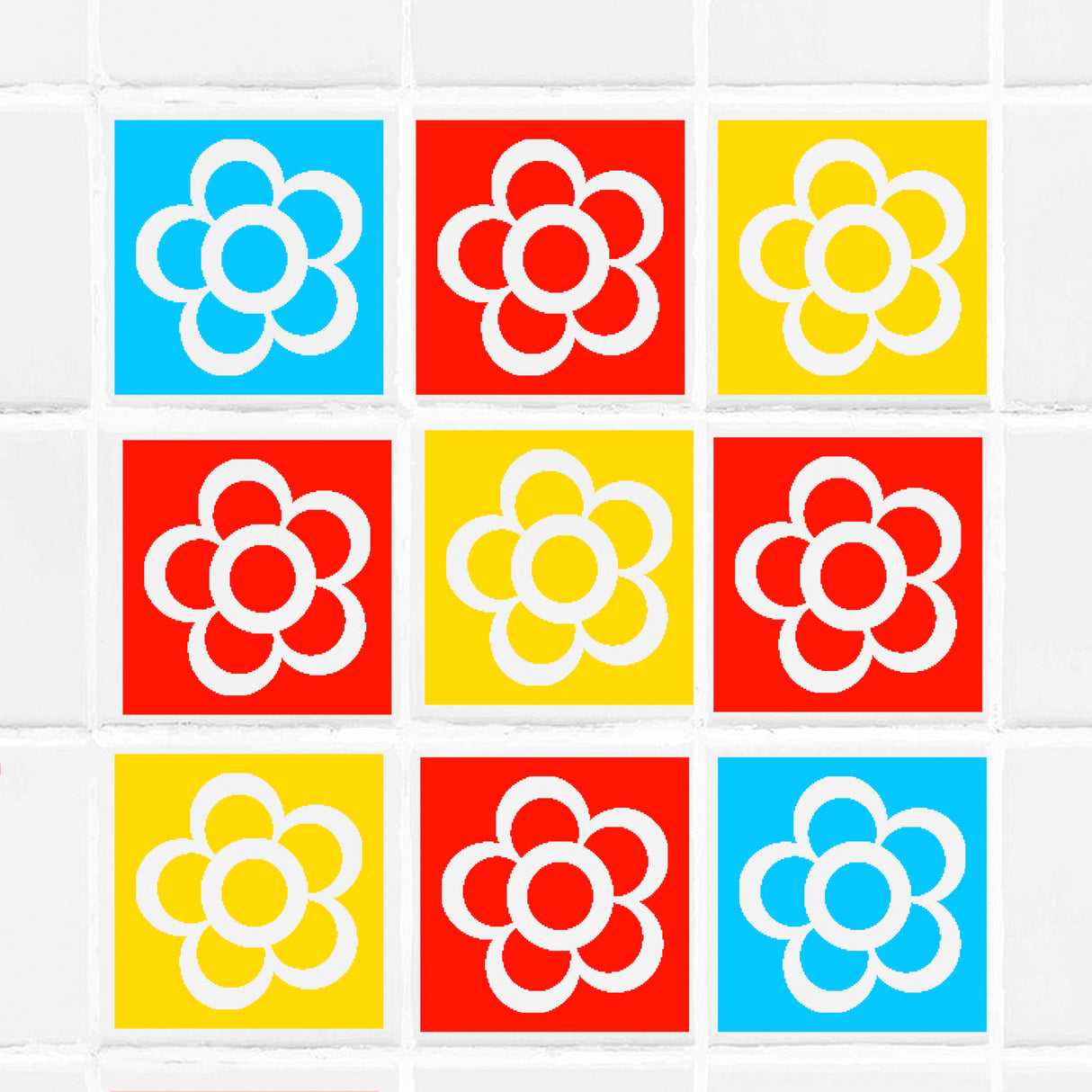 Colorful Flower Tile wall Sticker for Bathroom