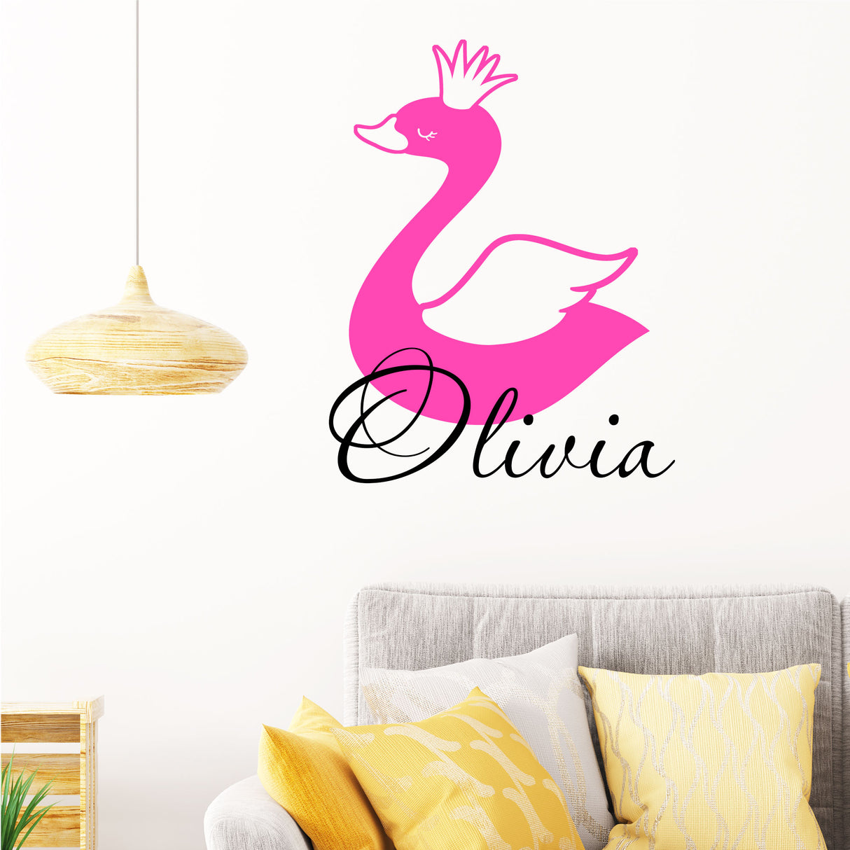 Swan Girls Personalised name sticker