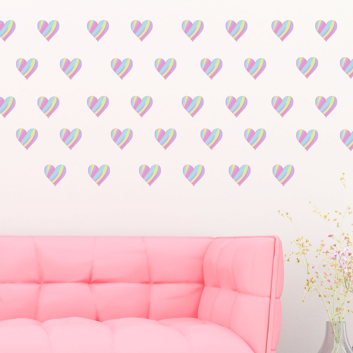 Rainbow heart shape wall stickers JRDecal