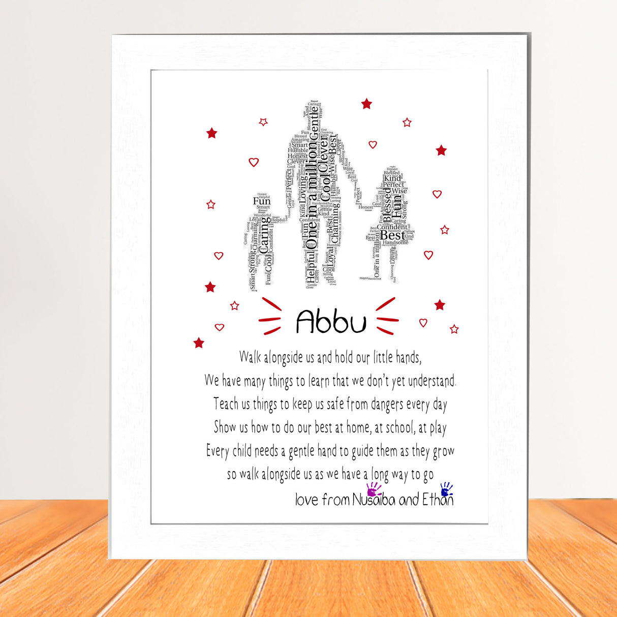 PERSONALISED Daddy and Son Daughter POEM Gifts for Fathers Day, Birthday