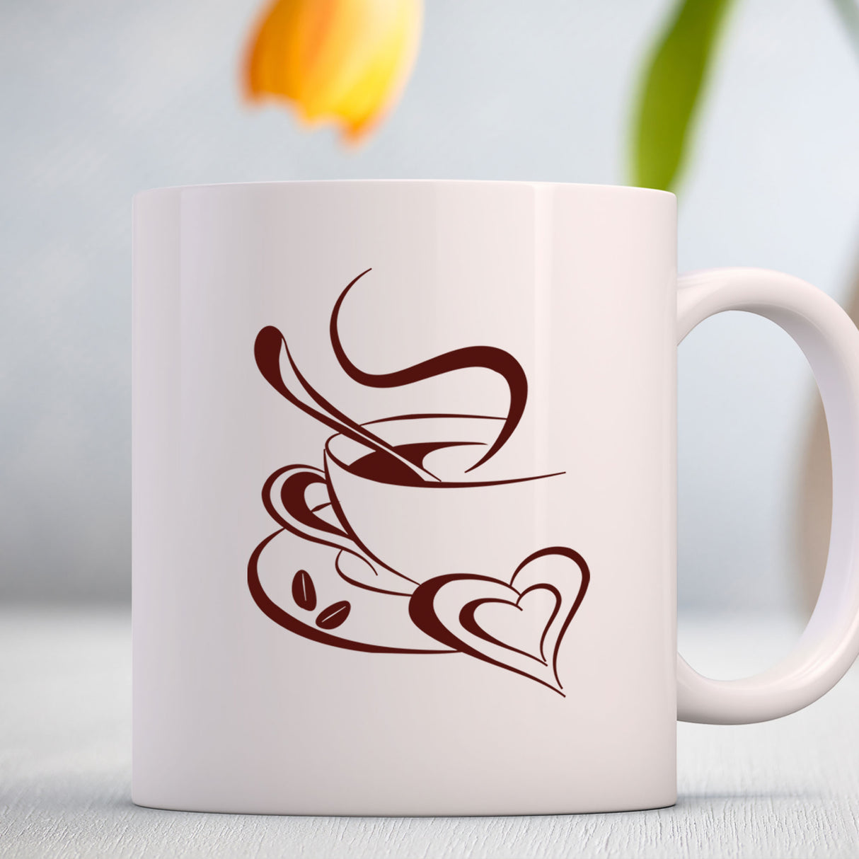 Coffee Cup with Heart shape printed Coffee Mug