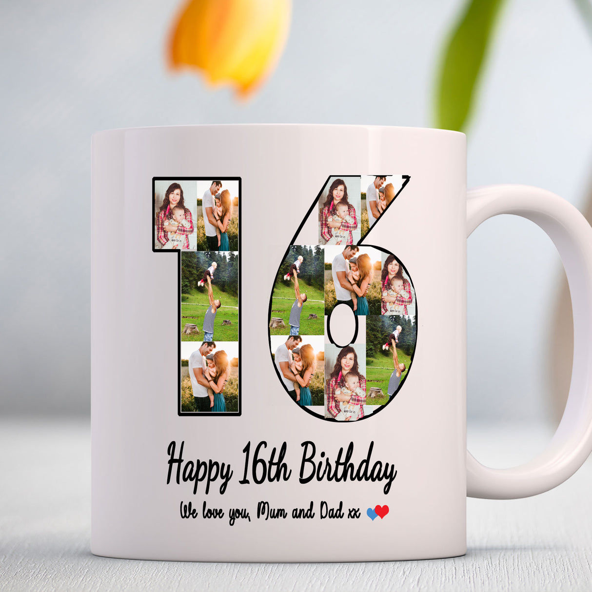 Photo & Number Customizable coffee mug for Parents