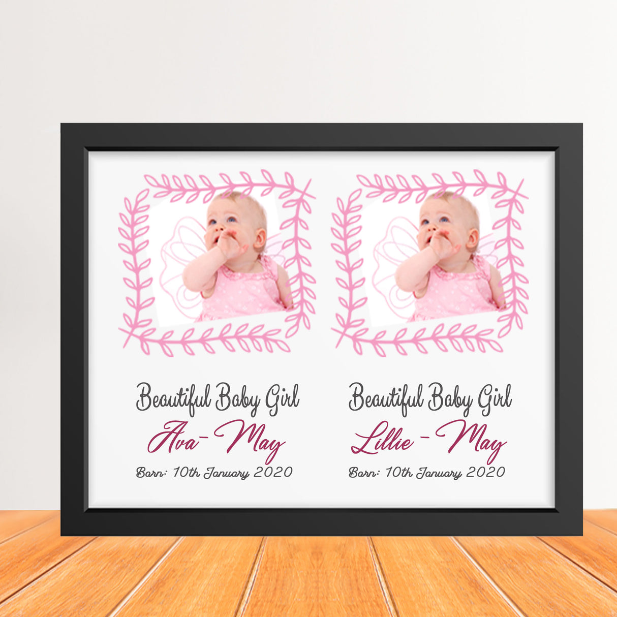 Twin Baby Picture Frame with Personalized Name