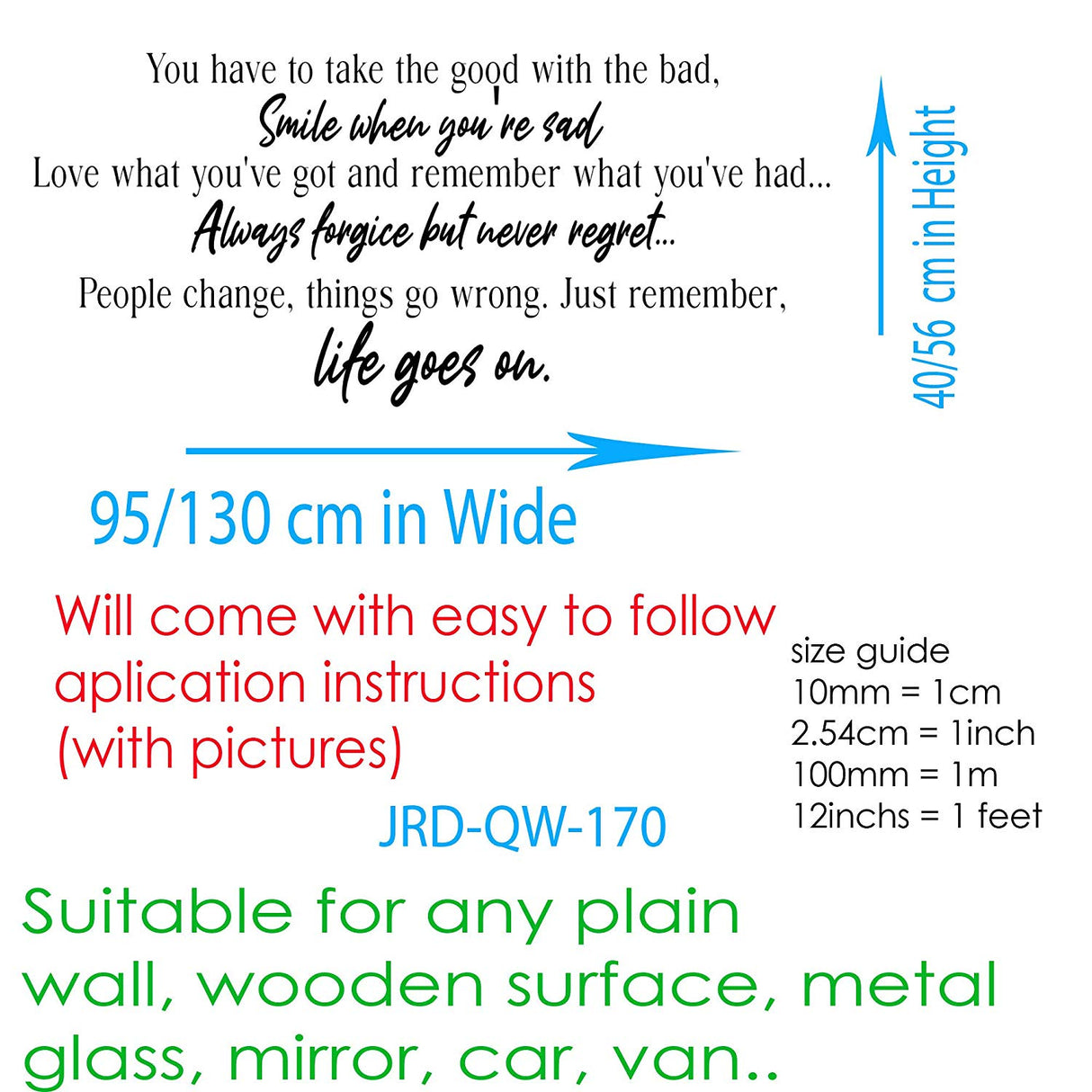 Life goes on- inspiring quotes vinyl wall stickers