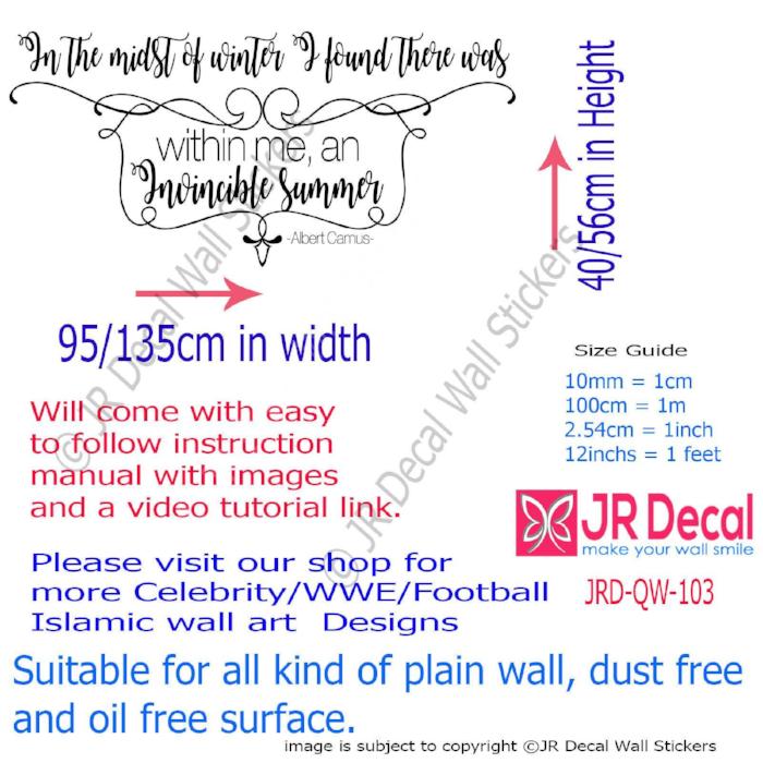 "I found Invincible Summer"- Albert Camus Inspirational quotes wall stickers