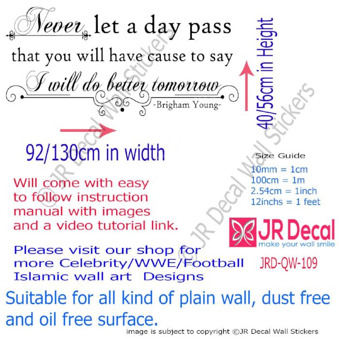 "Never let a day pass"- Brigham Young Motivational stickers for walls Vinyl decals