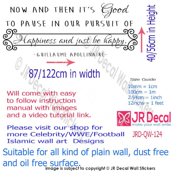 "Happiness and just be happy"- G. Apollinaire Inspirational quotes stickers for walls