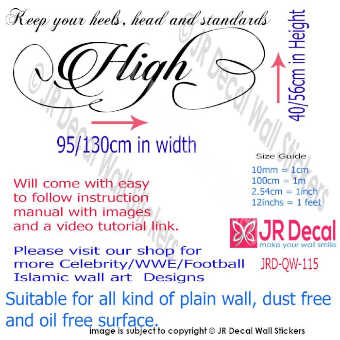 "Keep your heels High"- Strong Woman Inspirational quote wall stickers Viynl decals