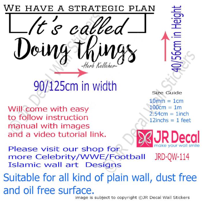 "Strategic plan"- Herb Kelleher Quote Inspirational quotes wall stickers Vinyl wall decals