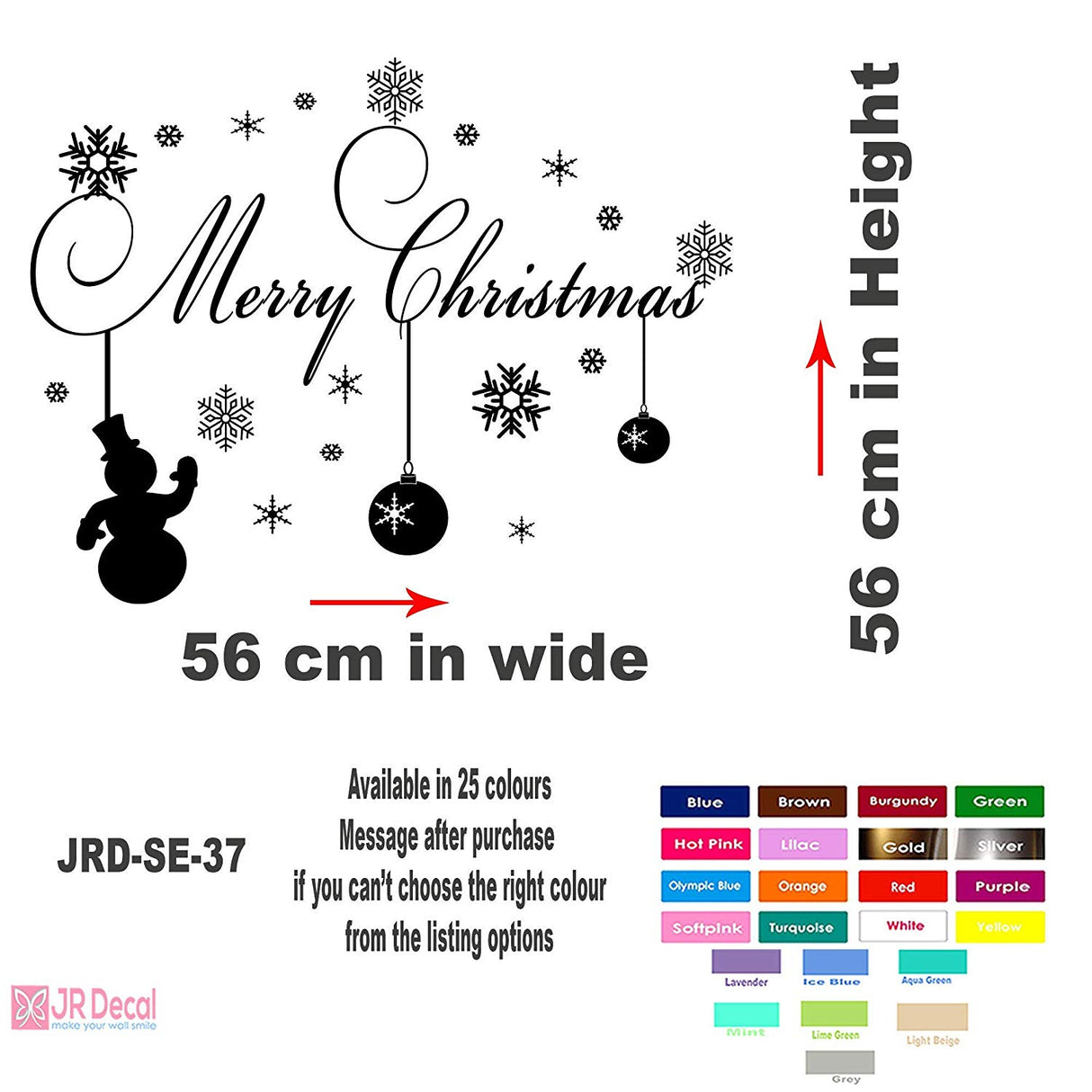 Merry Christmas Snowman snowflake wall sticker