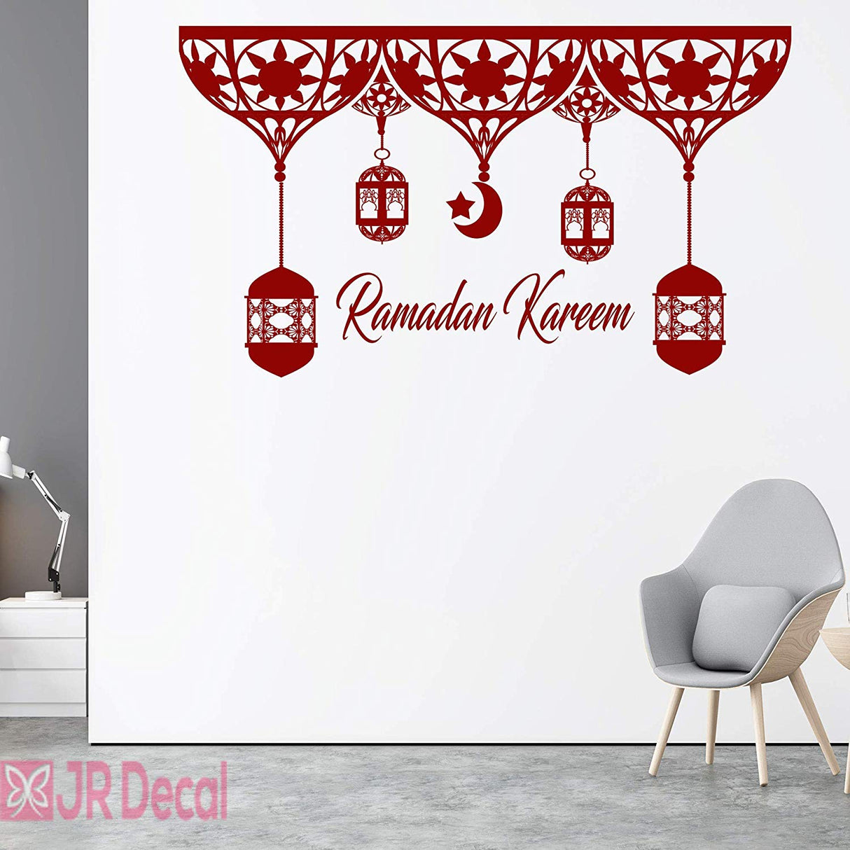 Ramadan Kareem & Lamp printed Islamic Wall Art