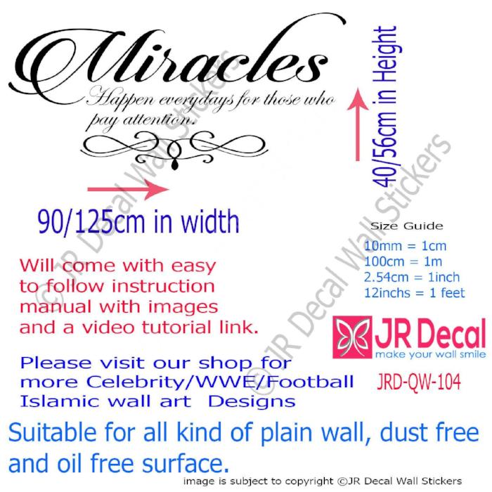 "Miracles happen every day"- Inspirational quotes stickers for walls