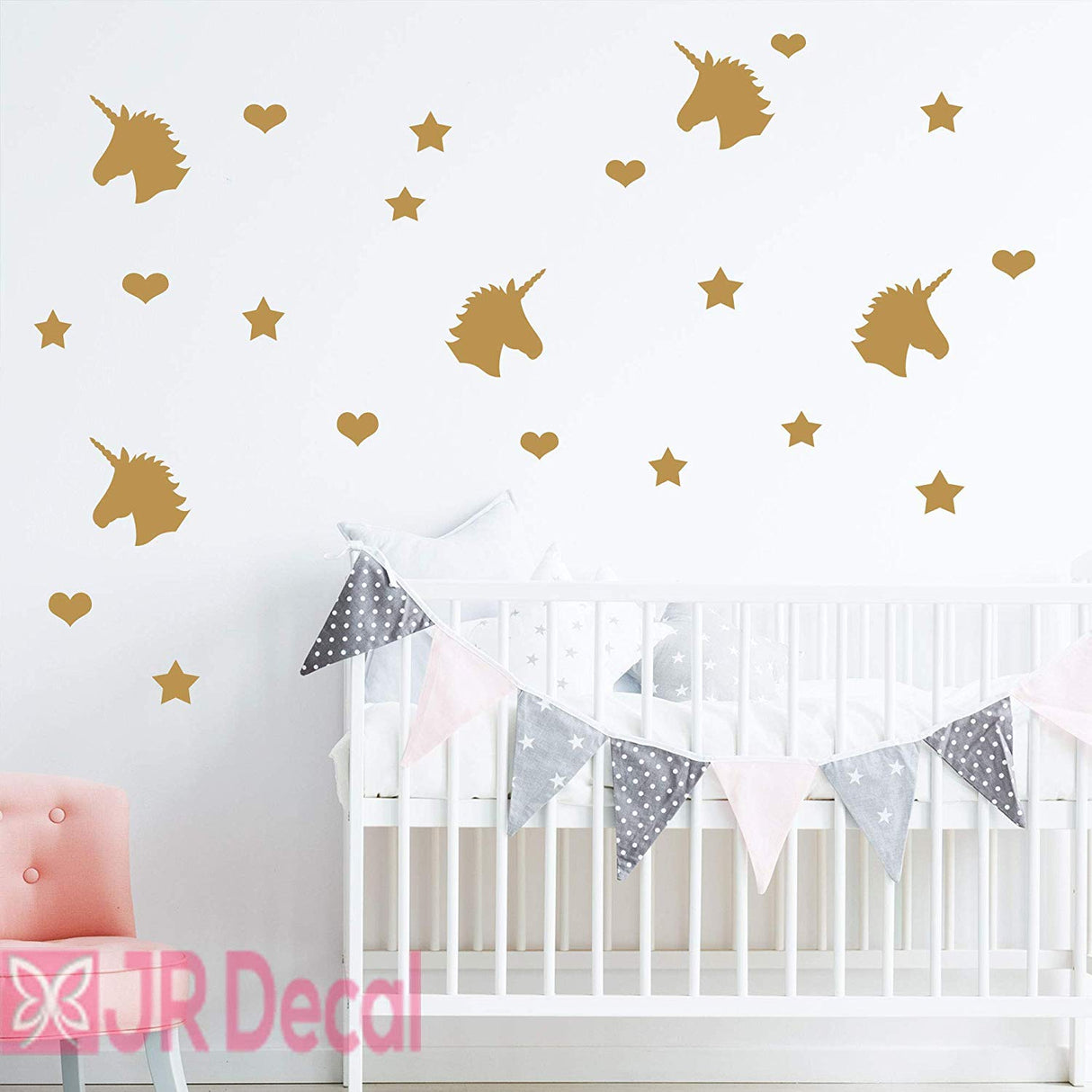Unicorn set of 40 Wall Stickers Heart shape Wall Decals