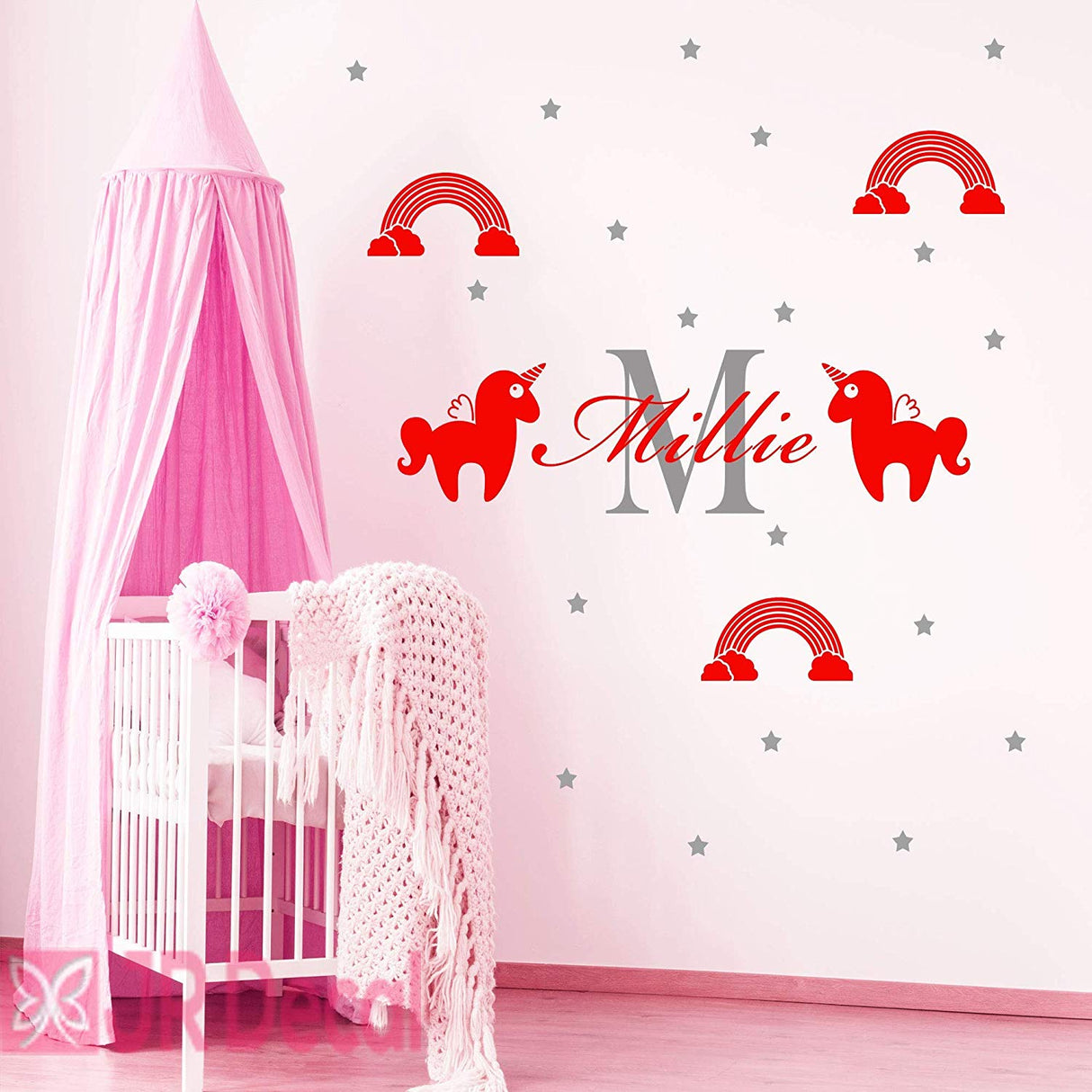 Girls Name Unicorn Rainbow Wall Sticker