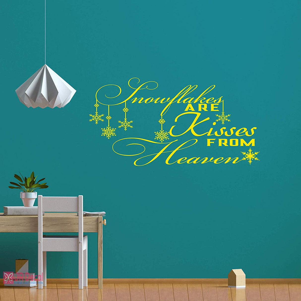 Snowflake Christmas Inspirational Quote wall sticker green