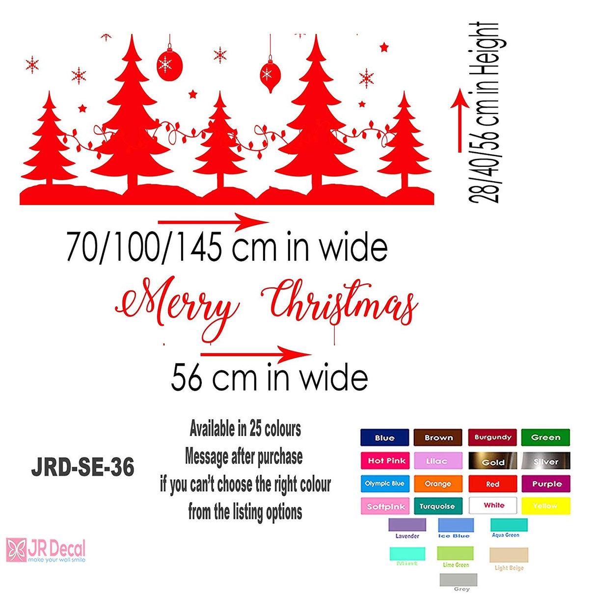 Merry Christmas tree Window sticker Merry Christmas home decor shop window decor sign