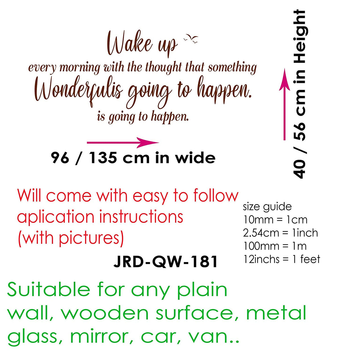 Wake up every morning- Inspirational bedroom wall stickers