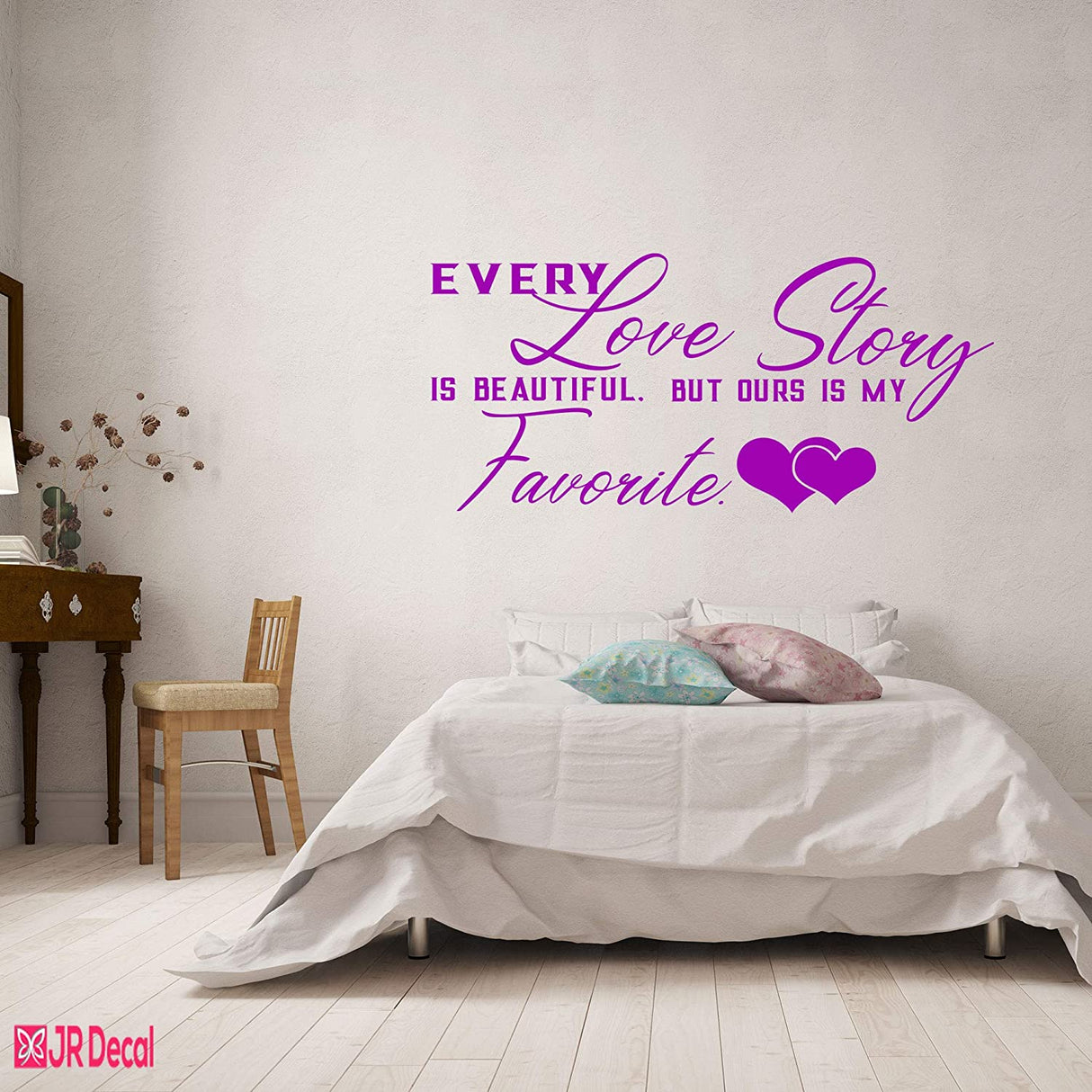 Ours Love story - Romantic quote wall stickers purple