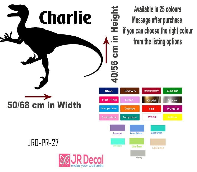 Tyrannosaurus Dinosaur wall decal with Personalised name