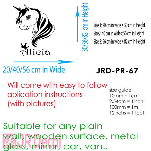 Personalised Unicorn Wall Stickers for Baby Girls