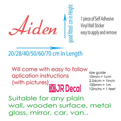 Boys Personalised Name wall Stickers size details