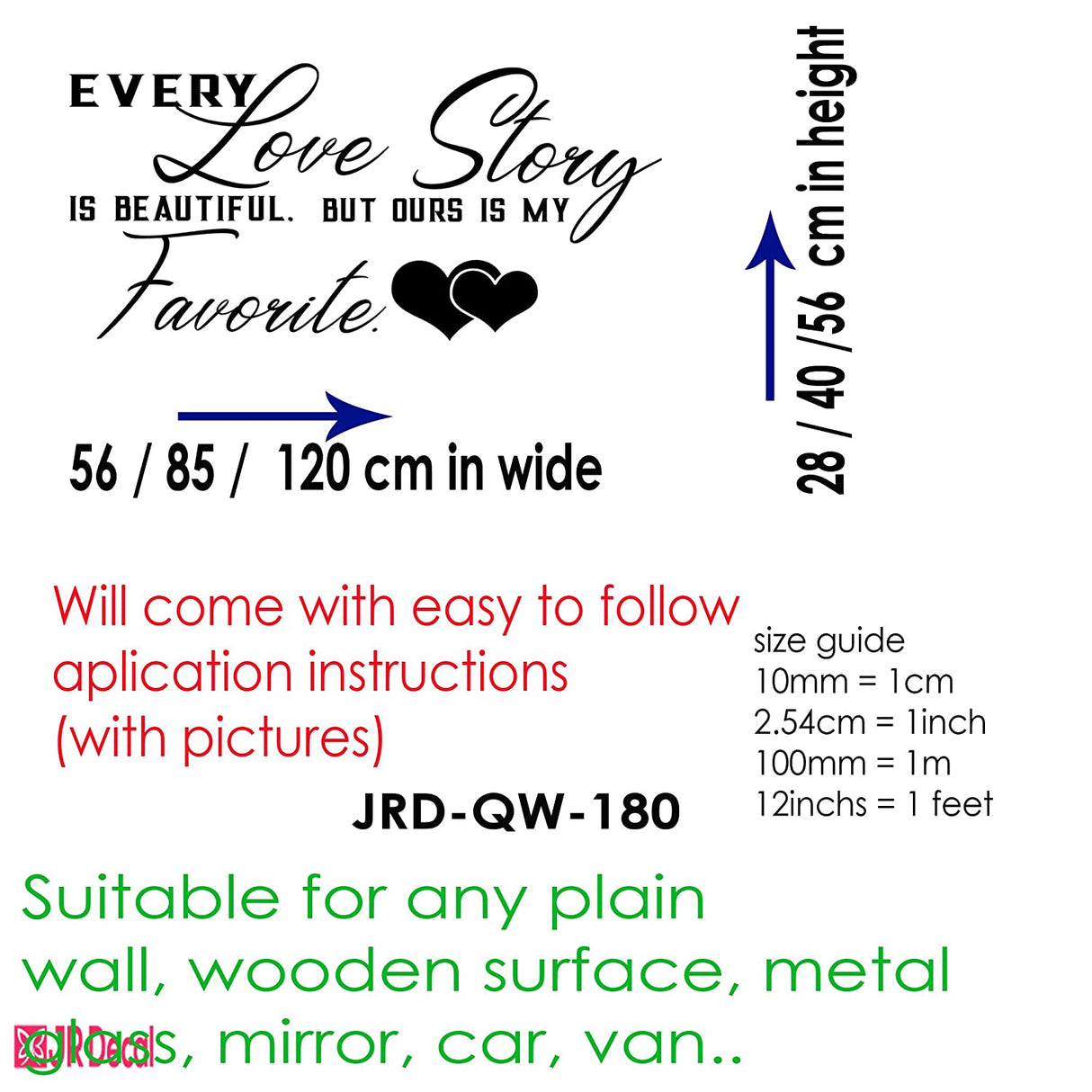 Ours Love story - Romantic quote wall stickers details