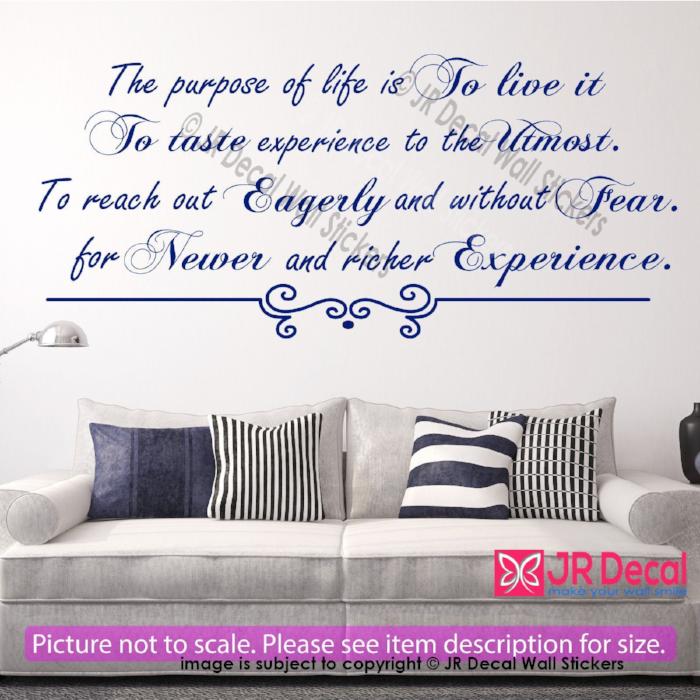 "The purpose of life is to live it"- Inspirational quotes wall stickers Vinyl wall art