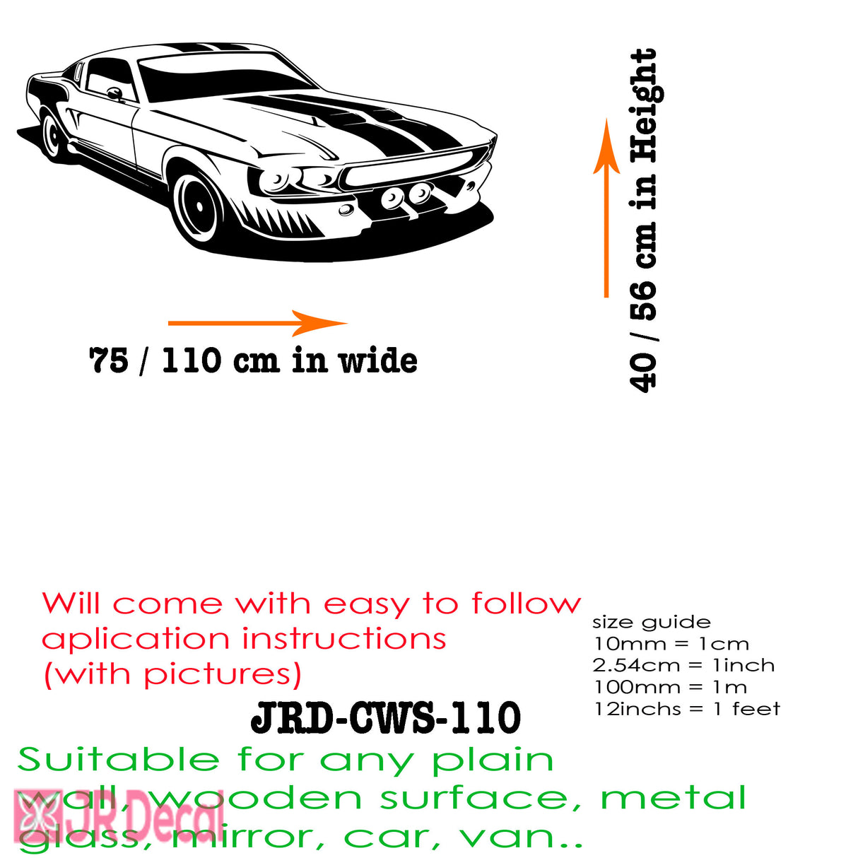 Ford Mustang Car Wall Sticker for Boys Bedroom