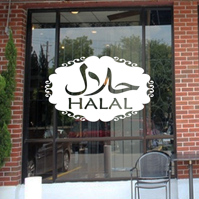 HALAL Shop window Sticker Arabic and English