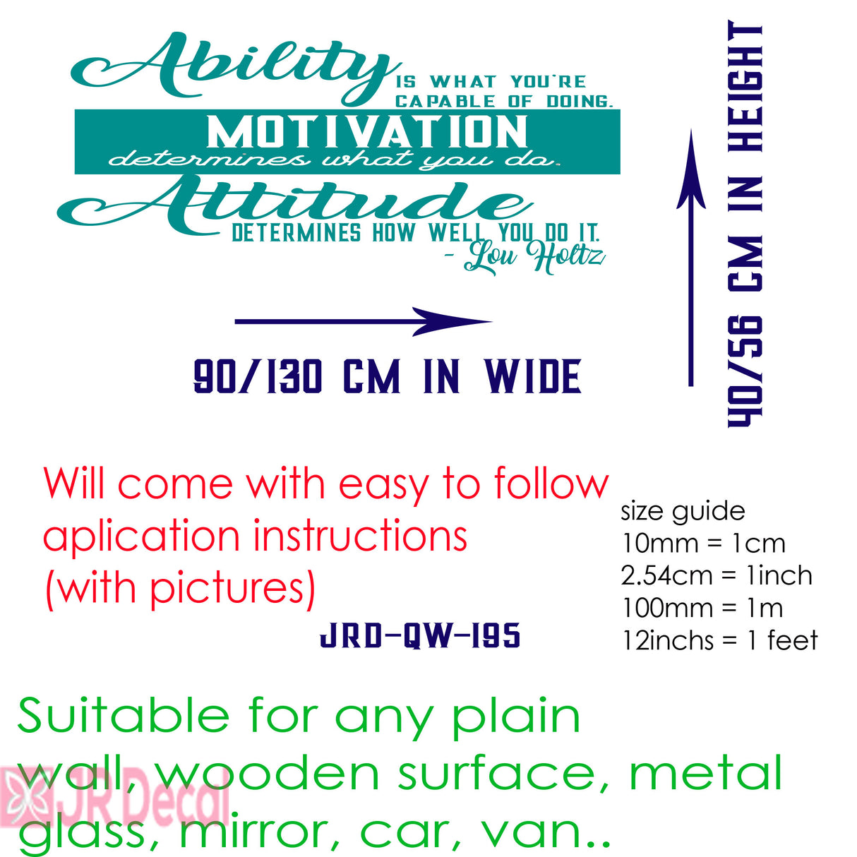 Ability Motivation Attitude - Sports Inspirational Quote Wall Stickers