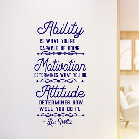 Ability Motivation Attitude - Sports Motivational Quote Wall Art