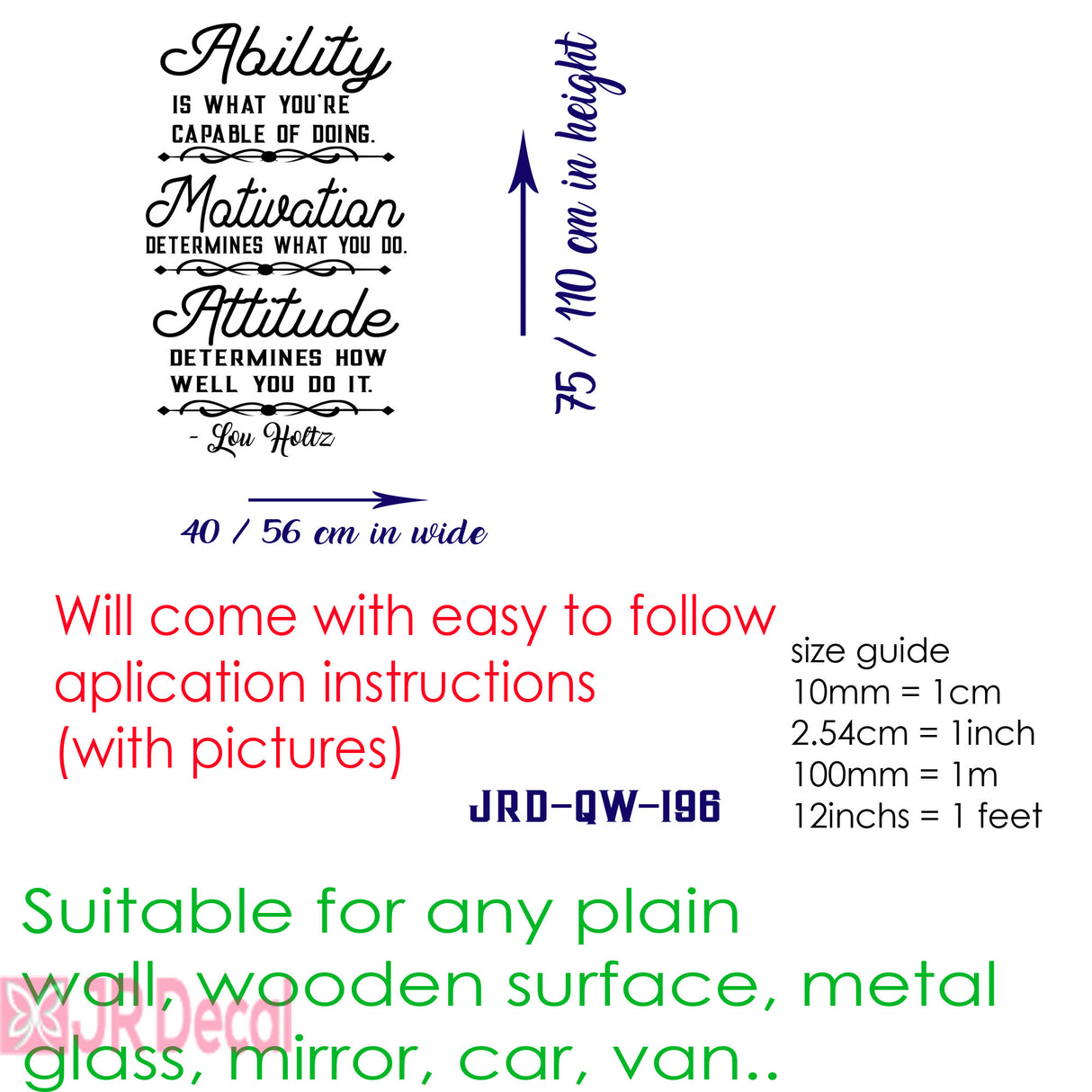 Ability Motivation Attitude - Sports Motivational Quote Wall Art