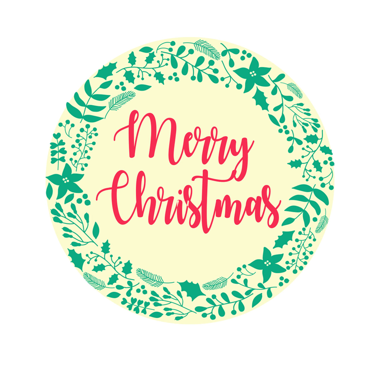 Merry Christmas Stickers Set Round shape