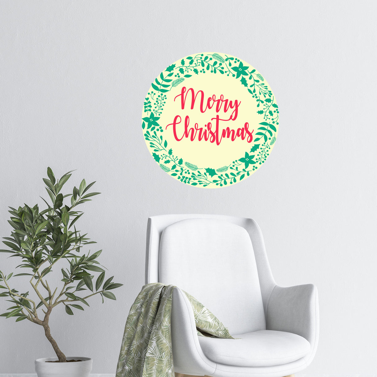 Merry Christmas Stickers Set Round shape