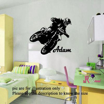 Motorbike wall sticker Personalised name sticker