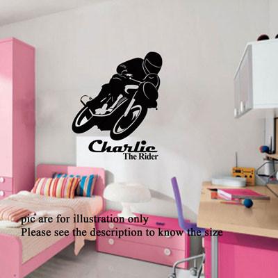 Motorbike wall art Personalised name sticker