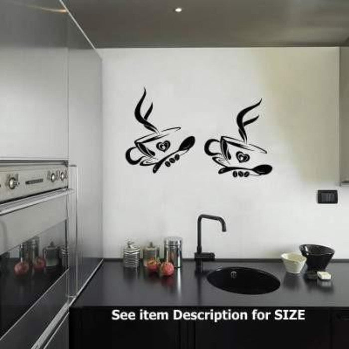 2 Coffee Cups Kitchen Sticker