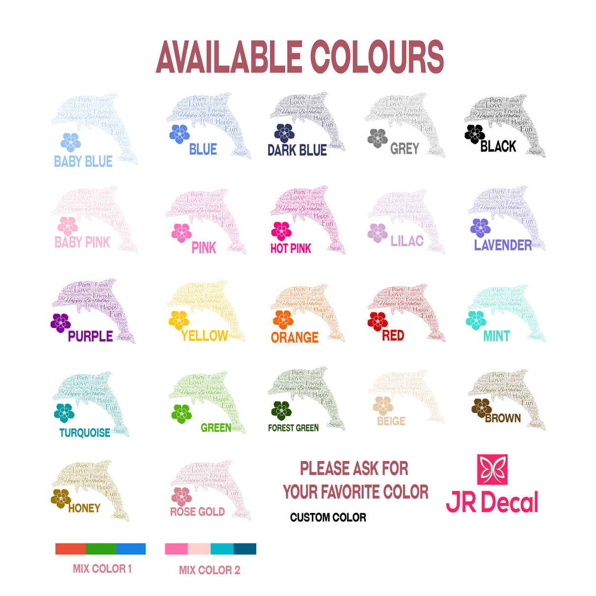 colour chart JR Decal