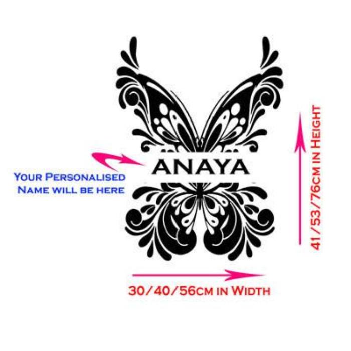 Butterfly wall sticker with Personalised Name Sticker