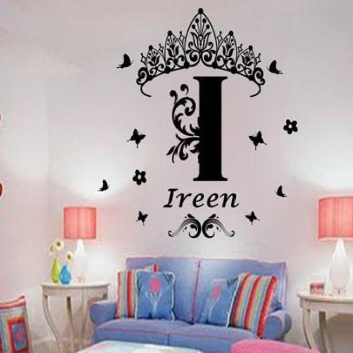 Princess Crown Custom Name Stickers for Wall