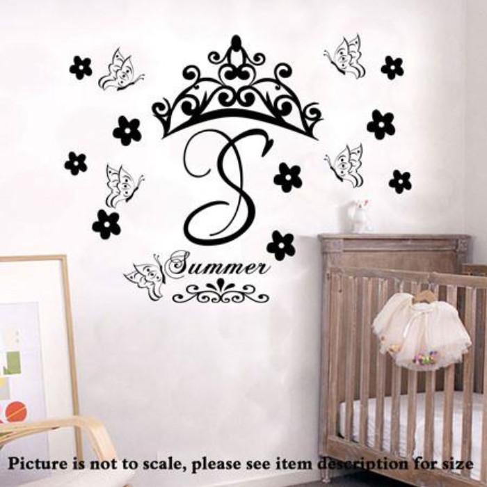 Custom Name Stickers for Wall with Crown