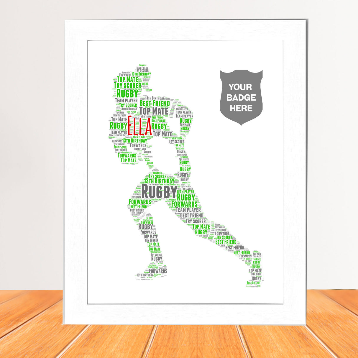 Female Rugby Player word art Framed wall art