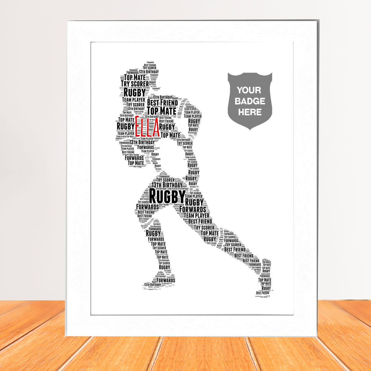 Female Rugby Player word art Framed wall art