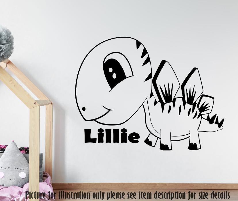 Cute Stegosaurus Personalised Wall Stickers
