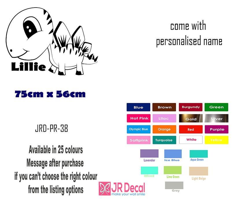 Cute Stegosaurus Wall Decal with Personalised name